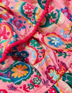 Paisley Print Hanky Hem Dress Pink