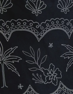 Palm Embroidered Top & Shorts Set Black