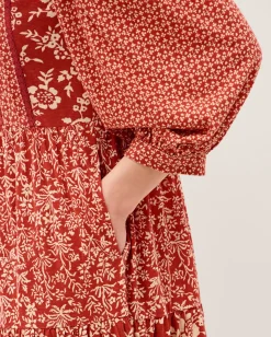 Palmer Floral Jersey Midi Dress Red