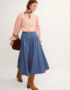 Paloma Denim Midi Skirt Blue
