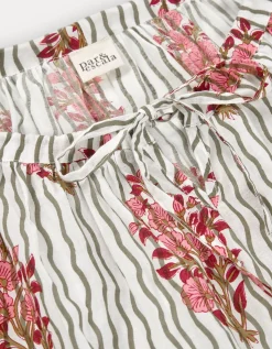 Par & Escala Justina Floral Stripe Maxi Dress White