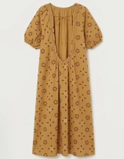 Par & Escala Romance Backless Print Maxi Dress Camel