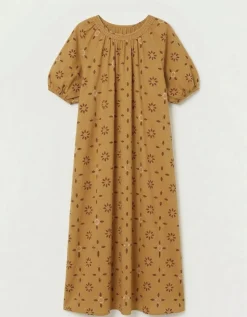 Par & Escala Romance Backless Print Maxi Dress Camel