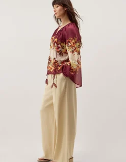 Parrie Balloon Sleeve Floral Blouse Cream