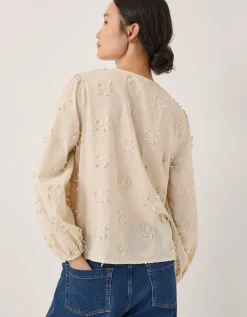 Pascale Floral Appliqué Blouse Ivory