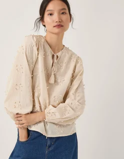 Pascale Floral Appliqué Blouse Ivory