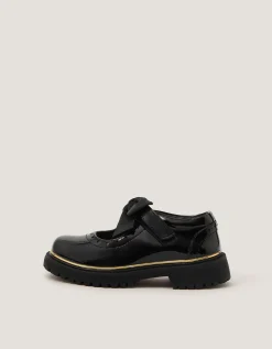 Patent Mary Jane Brogue School Shoes Black