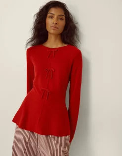 Paula Bow Peplum Jumper Red