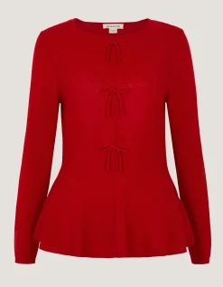Paula Bow Peplum Jumper Red