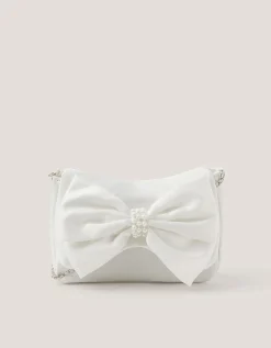 Pearl Bow Satin Bag