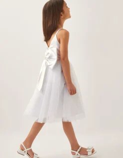 Pearl Embellished Bow Dress Ivory