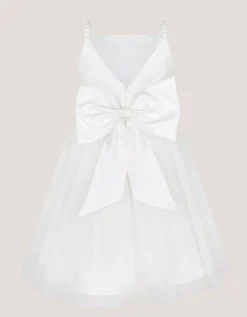 Pearl Embellished Bow Dress Ivory