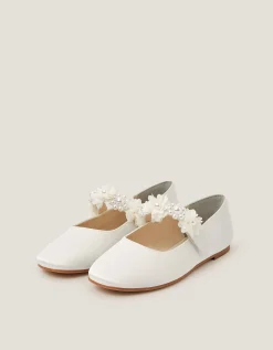 Pearl Flower Ballet Flats Ivory
