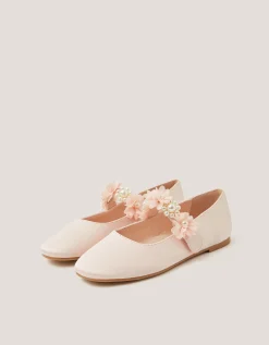 Pearl Flower Ballet Flats Pink
