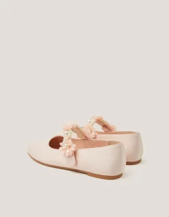 Pearl Flower Ballet Flats Pink