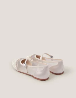 Pearl Mesh Ballet Flats Ivory