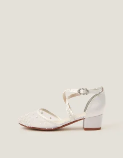 Pearly Criss Cross Heels Ivory