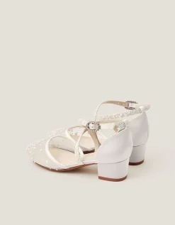 Pearly Criss Cross Heels Ivory