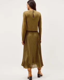 Penny Pleated Midi Dress Green