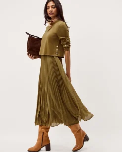 Penny Pleated Midi Dress Green