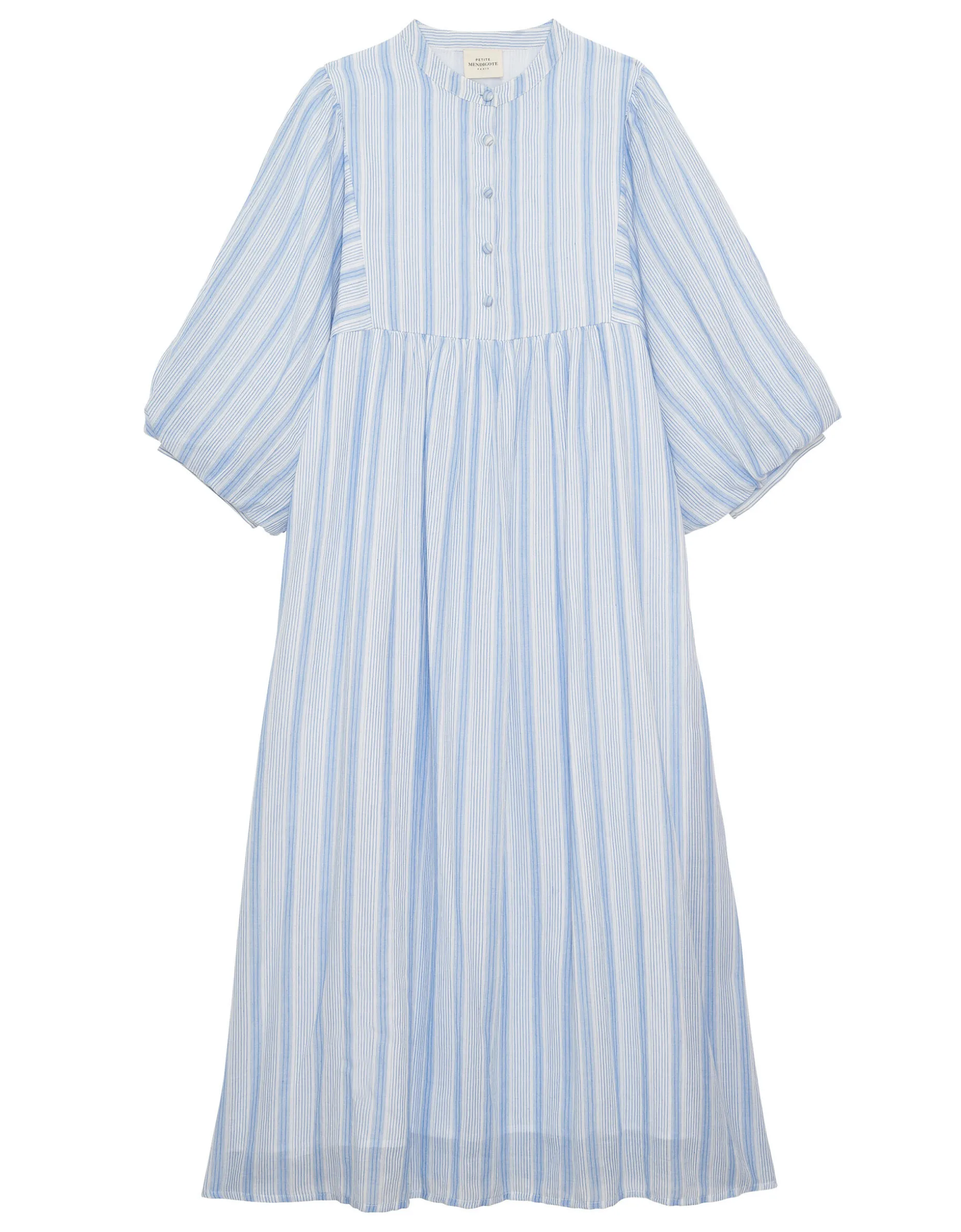 Petite Mendigote Rigo Stripe Shirt Midi Dress Blue