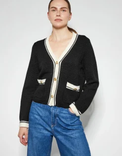 Pia Contrast Trim Cardigan Black