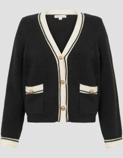 Pia Contrast Trim Cardigan Black