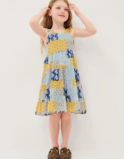 Pia Patchwork Print Dress Blue