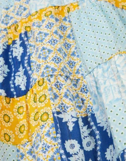 Pia Patchwork Print Dress Blue