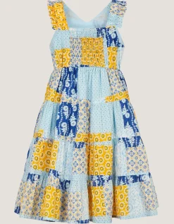 Pia Patchwork Print Dress Blue