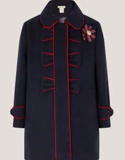 Piped Bow Coat Blue