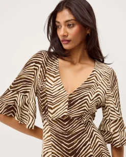 Pippa Animal Print Midi Dress Green