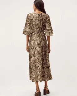 Pippa Animal Print Midi Dress Green