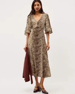 Pippa Animal Print Midi Dress Green