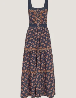 Polly Print Jersey Midi Dress Blue