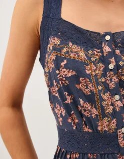 Polly Print Jersey Midi Dress Blue