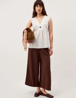 Posey Sleeveless Linen Top White