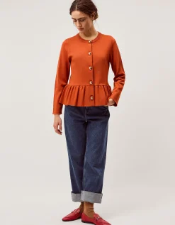 Prune Peplum Cardigan Orange