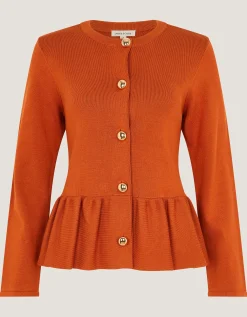 Prune Peplum Cardigan Orange