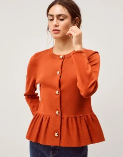 Prune Peplum Cardigan Orange