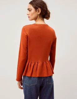 Prune Peplum Cardigan Orange