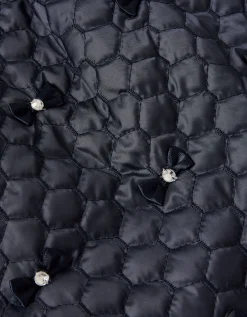 Quilted Embellished Bow Skirt Blue