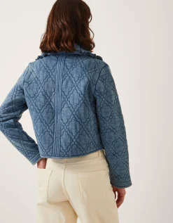Quinn Tie Quilted Jersey Jacket Blue