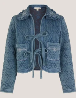 Quinn Tie Quilted Jersey Jacket Blue