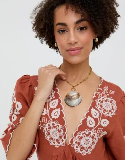 Raffya Arabella Embroidered Mini Dress Orange