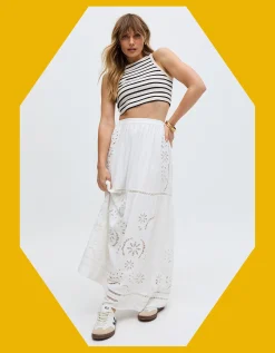 Raffya Georgina Cotton Maxi Skirt Cream