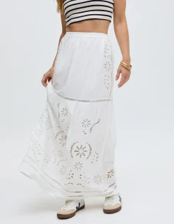 Raffya Georgina Cotton Maxi Skirt Cream