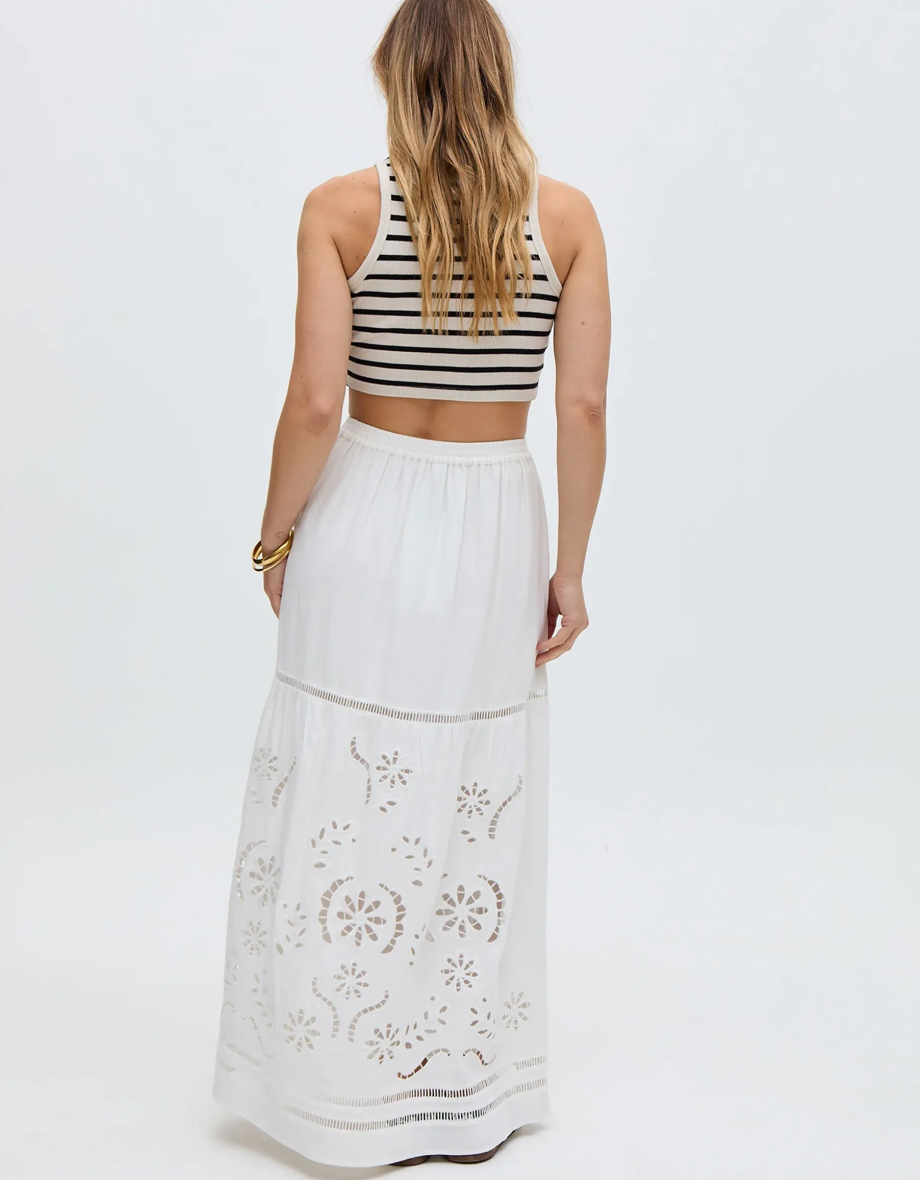 Raffya Georgina Cotton Maxi Skirt Cream