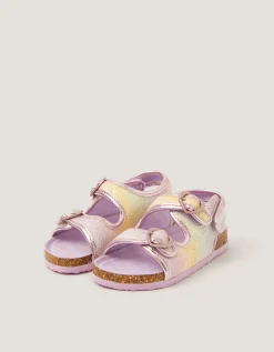Rainbow Heart Buckle Sandals Multi