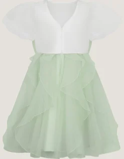 Raphela Puff Sleeve Bow Party Dress Green